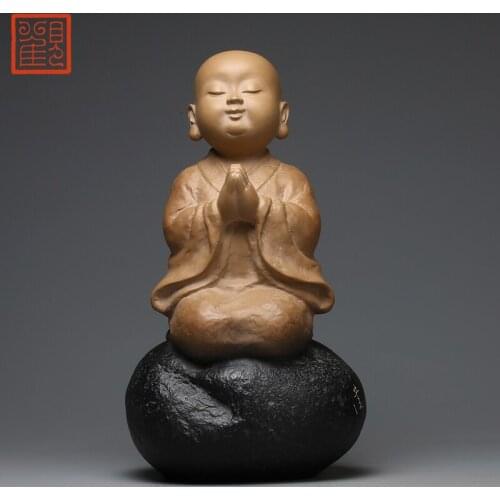 Lin Zhaofa prayers for the little novice monk stone carving furnishing articles, iron pills stone collection process