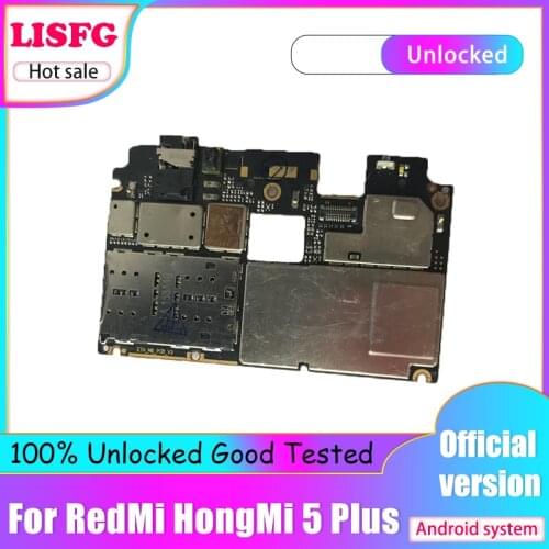 100% Unlocked Main Board 32GB 64GB For Xiaomi Redmi Hongmi 5 Plus Motherboard Logic Board With full Chips Circuits Flex Cable