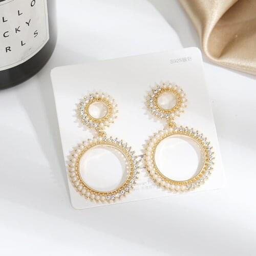 Sweet Girl Earrings Korean Fashion New Earrings Gorgeous Ladies Style All-match Crystal Pearl Long Earrings Women Pendientes
