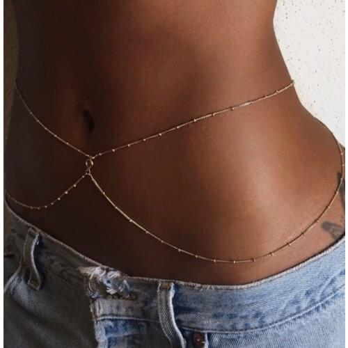 Fashion Simple Double Layer Copper Bead Chain Ladies Waist Belly Chain Summer Beach Sexy Waist Chain Jewelry For Women Gifts