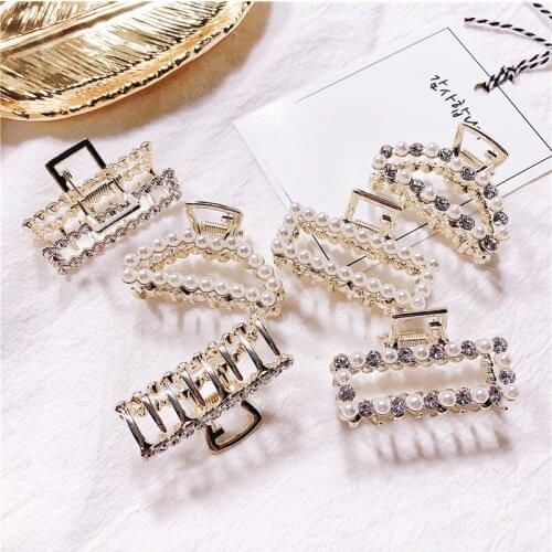 Fashion Rhinestone Hair Claws girls hair Accessories for Women Retro Crab geometry Hairpins hair clips Barrette Shiny Headwear