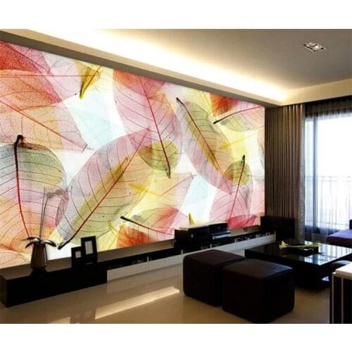 Fashion Interior Design 3D Stereo Transparent Leaves Photo Mural Dining Room Home Decor Wallpaper Modern Creative Wall Painting