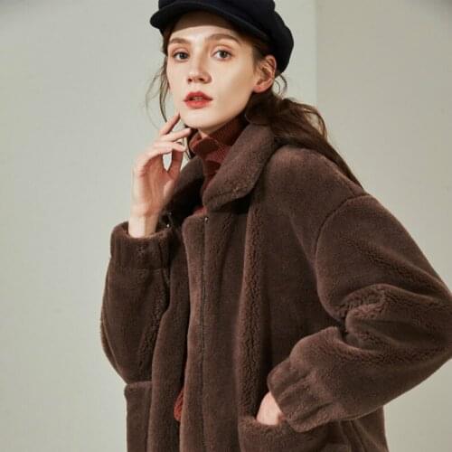 Real Women Korean Vintage Cute Autumn Winter Lamb Fur Jacket Warm Woolen Coat Abrigos Mujer Invierno 2020 u72082 YY667