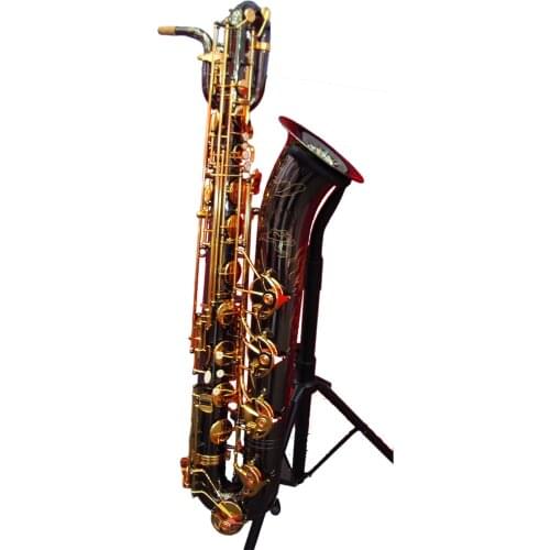 Professional Black Nickel plate body Gold lacquer key Baritone Saxophone