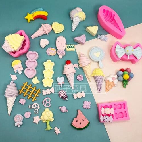 Mini cone ice cream styling silicone mold lollipop candy cookie cheese cheese chocolate mold resin mould