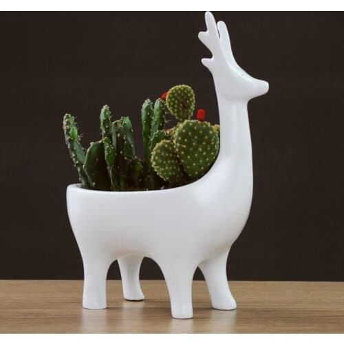 Nordic Deer Statue Small Item Storage Flowerpot Key Box Animal Sculpture Modern Decoration Accessories Table Piece