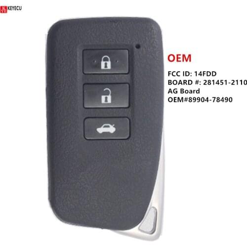 Keyecu OEM SMART KEY TRANSMITTER FOR LEXUS NX SERIES 2015 2016 2017 2018 89904-78490 BOARD #: 281451-2110 AG BOARD