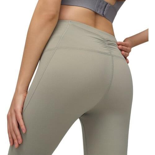 Sports Pants Female Leggings Sport Women Fitness Yoga Pants Push Up Solid Nylon Back Pocket Sport Tights Capris Gym Leggings