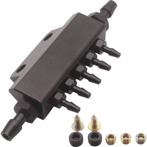 Vacuum Intake Manifold 5 Port 1/8NPT Aluminum Turbo Boost Block Intake Black