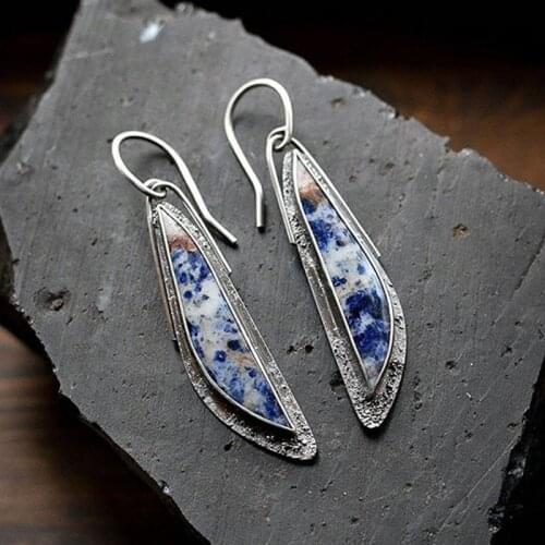 Tribal Drop Dangle Earrings for Women Vintage Jewelry Long Teardrop Resin Stone Statement Earrings Pendientes Mujer