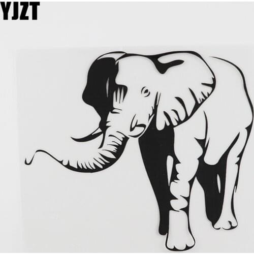 YJZT 14.7CMX12.9CM Fashion Elephant African Animal Vinyl Car Sticker Black/Silver 8A-0139
