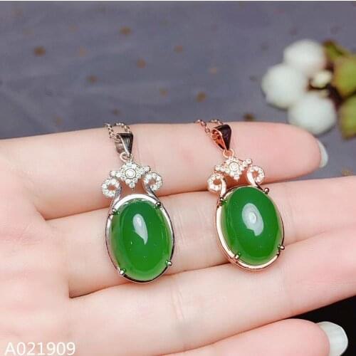 KJJEAXCMY boutique jewelry 925 sterling silver inlaid Natural Chalcedony necklace Womens pendant supports inspection beautiful