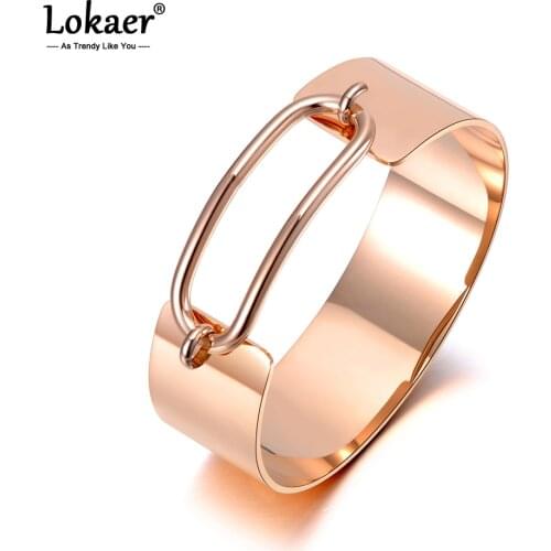 Lokaer Original Design Titanium Stainless Steel Hyperbole Bangles Bracelets For Women Girls Geometric Chain Link Bracelet B20026