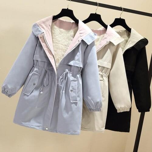 Winter Coat Plus Velvet Windbreaker Extra Large size Womens Hooded Parka Overcoat Chaqueta Mujer Casual Warm Trench Coats 100kg