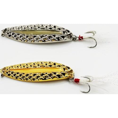 1 PCS Metal Spinner Spoon Trout Fishing Lures Gold Silver Artificial Bait With Feather Treble Hook Trout Pike Bass Tackle