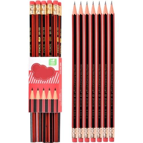 10pcs/lot HB wooden pencil set with eraser for school kid writing children pencil office supplies