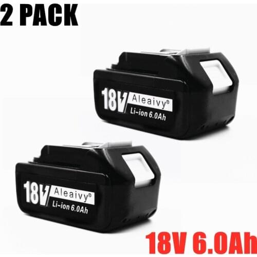 2 Pack BL1860 18V 6000mAh Rechargealbe Battery for Makita 18V BL1830B BL1860B BL1840B BL1815 LXT-400 18650 Makita 18v Battery
