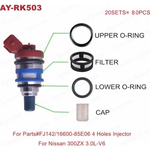 20sets/80pieces Fuel injector repair kits for Nissan 300ZX 1990-1993 FJ142 Maxima 3.0L SOHC Vin H VG30E (AY-RK503 AY-RK504)