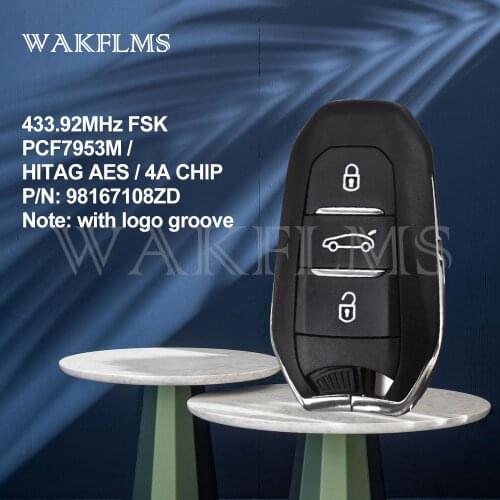 3 Buttons 433.92MHz PCF7953M / HITAG AES / 4A Chip Complete Smart Card Car Key Replacement For CITROEN C4 Picasso Lock
