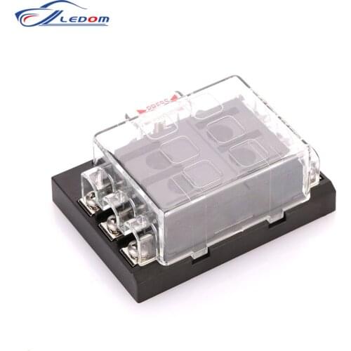 6 Ways Blade Fuse Block Plastic Cover DC 12V 32V Fuses Box Holder With Standard Medium Light For Auto Car Marine
