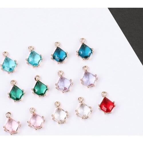 HAOSAW 6Pcs 9*12MM Jewelry Accessories/DIY Earrings Making/Crystal Pendant/Hand Made/Rhombus Shape/Jewelry Finding Components