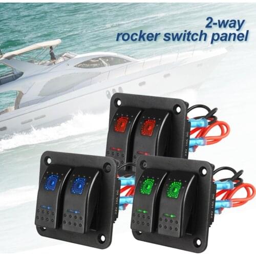 Car Marine Boat 2 Gang Dual USB Ports Socket Charger LED Switch Panel Rocker Circuit Breakers Waterproof 12V 24V
