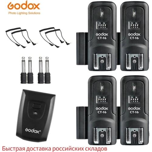 Godox CT-16 16 Channels Wireless Radio Flash Trigger Transmitter + 4pcs Receiver Set for Canon Nikon Olympus Pentax Studio Flash