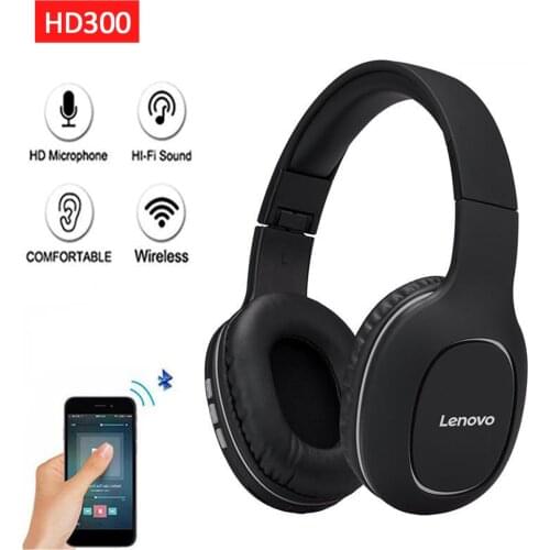 Lenovo HD300 Wireless Bluetooth Headphones Noise Reduction Headset Stereo HiFi Sound HD Microphone Subwoofer Sport Game Earphone