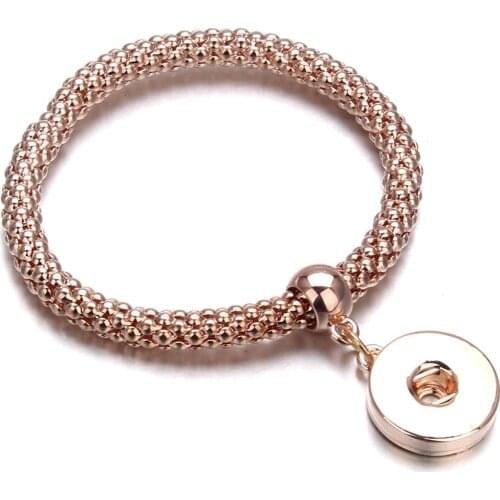 Wholesale Classic Elastic Bracelet Rose Gold Bracelet Ginger Snap Button Bracelet for 18mm Snap Button Jewelry For Women