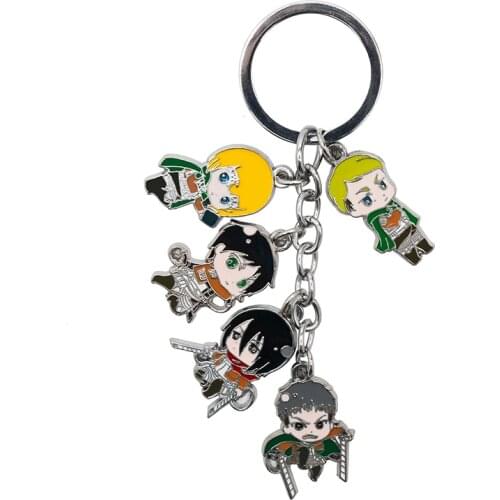 Japanese Anime Attack On Titan Keychain Cartoon Figure Car Key Chain Holder Keyring For Girl Women Graduation Chirstmas Day Gift