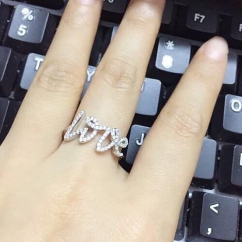 Brand alphabet letter zircon LOVE ring for female,925 sterling silver party jewelry famous brand replica jewelry