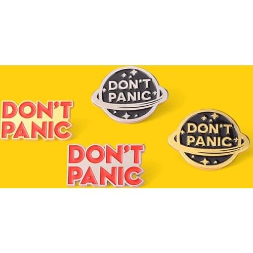 Dont Panic Enamel Pin Plant Gold Silver Edge Brooches Decoration on Hat Backpack Clothes Badge Gift for Women Men Custom