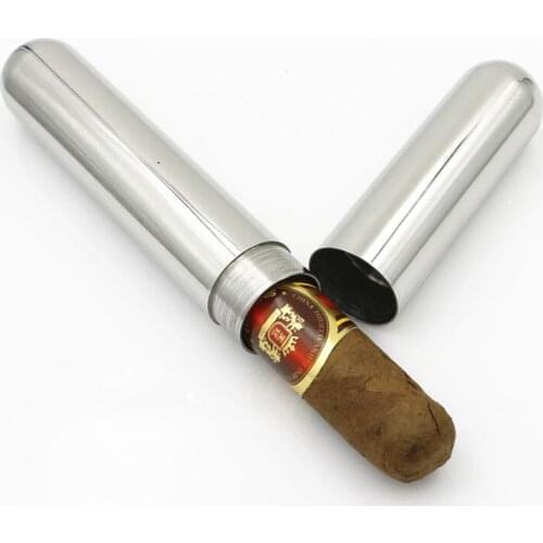 Alalinong Stainless Steel Cigar Tube Case Fits 1 Cigar(2cm Diameter) Cigar Box Portable Seal Moisture Tube