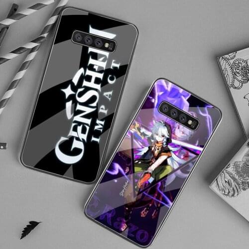 HOTCASHOP Genshin Impact rozor Phone Case Tempered Glass For Samsung S20 Plus S7 S8 S9 S10 Plus Note 8 9 10 Plus