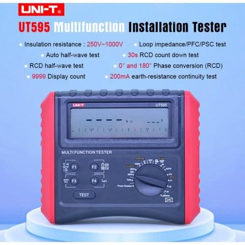 UNI-T UT595 digital RCD tester Multifunction Loop Testers Earth Ground Line Loop Impedance Tester Insulation Resistance Meter