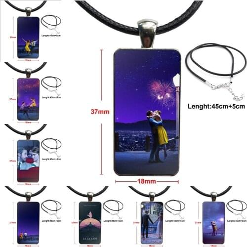 Design Fashion Vintage Glass Women Rectangle Necklace Pendants For Lovers Best Friendship La La Land Emma Stone Ryan Gosling