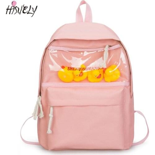 Collenge Style Canvas Bagpack 2021 School Bag Fashion Cute Duck Women Teenager Girl Shoulder Bag Casual travel Backpack Candy