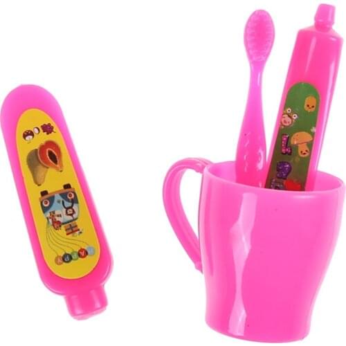 TOYZHIJIA High quality 1SET Toothpaste Tube Toothbrush Bathroom For Dolls Accessories Little Girls Gifts Play House Toys