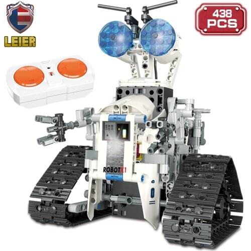 Leier Creative City RC Robot Electric High-Tech Building Blocks Remote Control Intelligent Robot Bricks Toys for Children Gifts