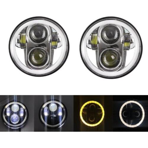 Pair 5.75" Round LED Halo Headlight High/Low Beam Spotlight for Triumph Rocket iii 3 & Speed Triple & Street Triple & Thunder