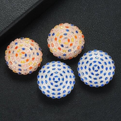 LARRAURI Fashion Jewelry Luxury Big Round Stud Earring for Women Girl Charm Bridal Wedding Jewelry Stage Show Party Accessories