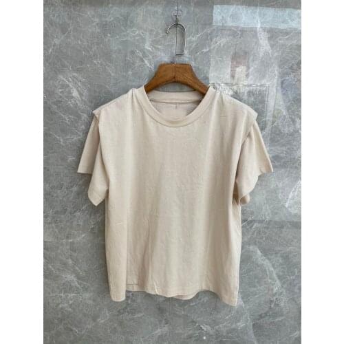 Summer Fashion 2021 New Women High Quality Shoulder Pads T-Shirt Ladies Casual Tee Tops 2 Color Tutu