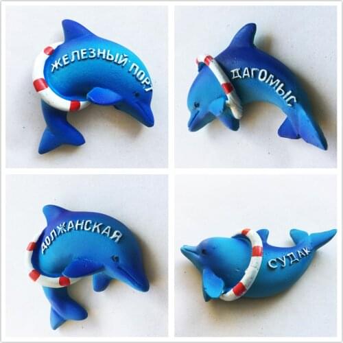 Russia 3D Dolphin Refrigerator Magnets Fridge Sticker Early education Fridge Magnetic Decoration Articles Handicraft