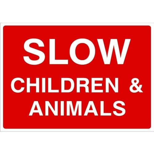 Slow Children & Animals Rigid Plastic Sign or Sticker - Speed Limit (CA53) Waterproof Vinyl stickers for car Motos