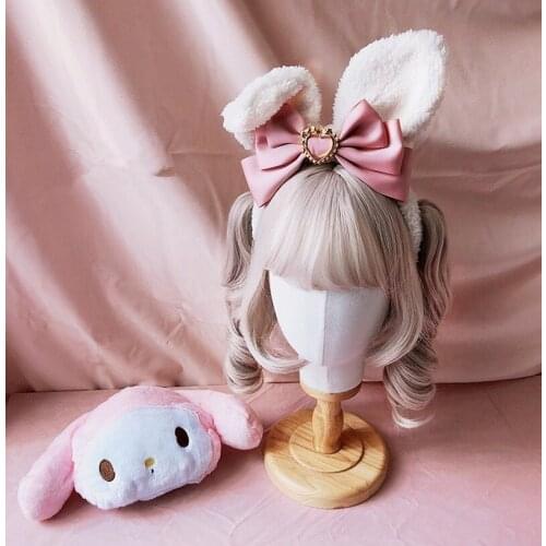 Sweet lolita Rabbit ear series headwear bowknot hair band kawaii girl loli cos KC multicolor