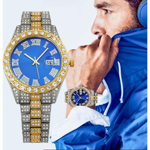 Hip Hop Diamond Watch Men Luxury 2021 Brand Mens Gold Watch Analog Quartz Movt Unique Men Iced Out Watch Man Relogio Masculino