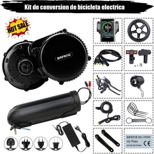 EU US No tax Bafang BBS01B 36V 250W Mid Crank Drive Motor Electric Bicycle Conversion Kit 36V 10.4Ah Electric Bike Battery eBike