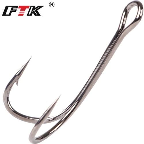 FTK Fishing Hook Baitholder Double Hook Bass Lure Holder Fly Tying Crank Hook Set Saltwater 10 pcs/lot Needle Fishhook