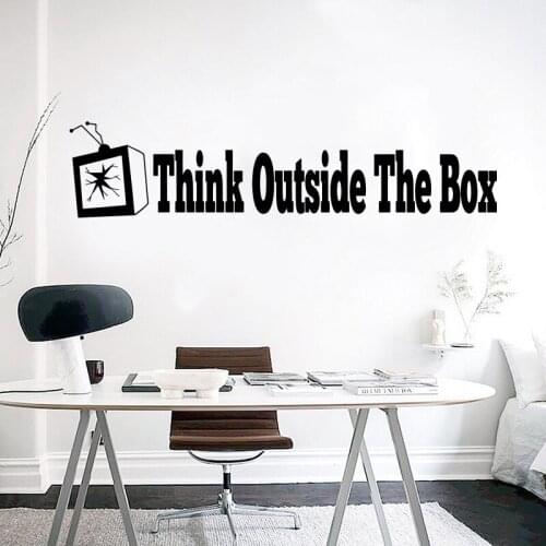 Think Outside The Box Office Wall Sticker Classroom School Inspirational Motivational Quote Wall Decal Kids Study Room Vinyl
