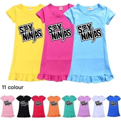SPY NINJA Kids Clothes Ice Silk Pure Cotton Sweet Knee-Length Dresses Teenagers Girls Pajamas Girls Nightgown
